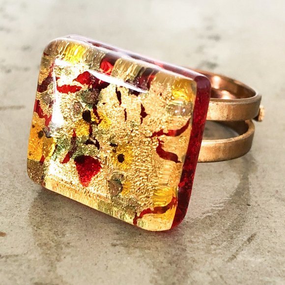 Adjustable Murano Glass Ring - Picture 8 of 13